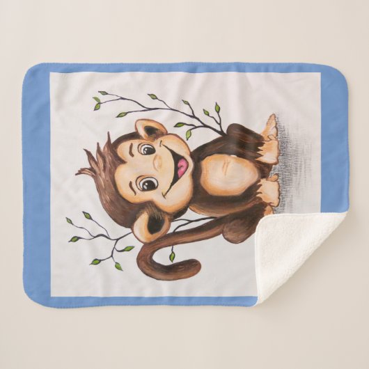 Manny de Monkey Sherpa Deken (Voorkant (horizontaal))