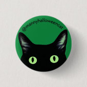 Manny Halloween Kat Knop Ronde Button 3,2 Cm (Voorkant)