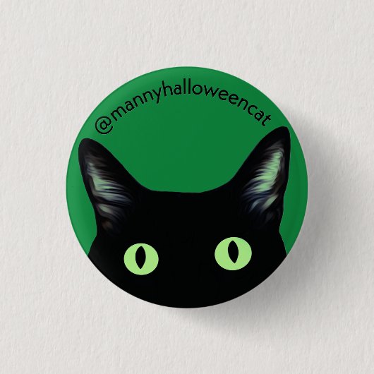 Manny Halloween Kat Knop Ronde Button 3,2 Cm (Voorkant)