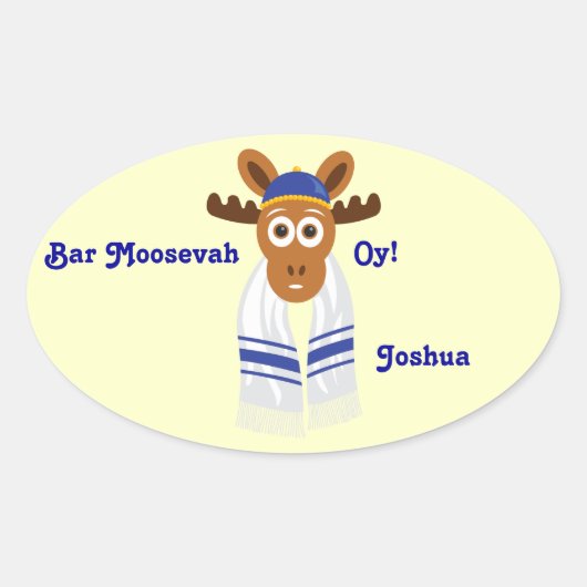 Manny The Moose Head_Bar Moosevah Oy!_personalized Ovale Sticker (Voorkant)