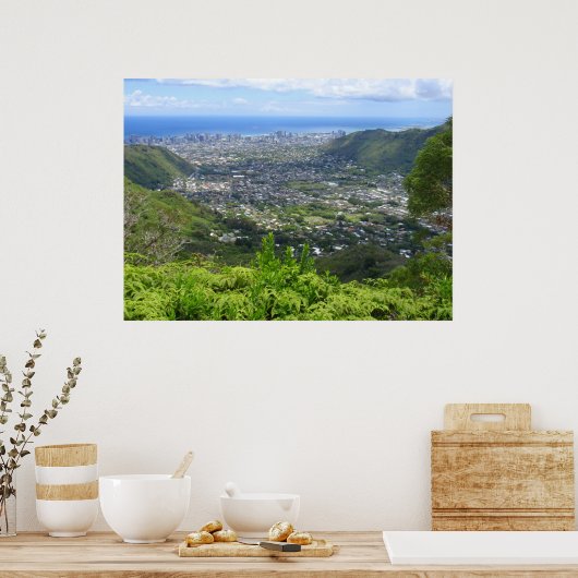 Manoa Valley naar Waikiki Poster (Keuken)