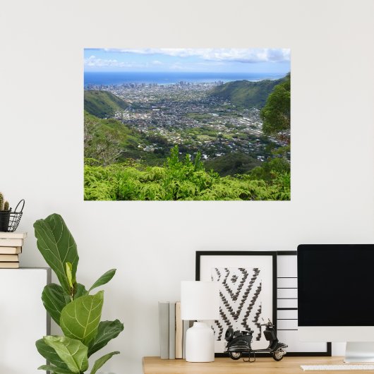 Manoa Valley naar Waikiki Poster (Thuiskantoor)