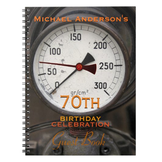  Manometer 70th Birthday Guest Book Notitieboek (Voorkant)