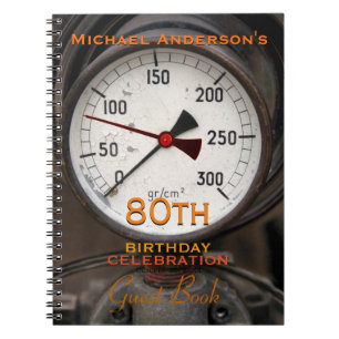 Manometer 80th Birthday Guest Book Notitieboek