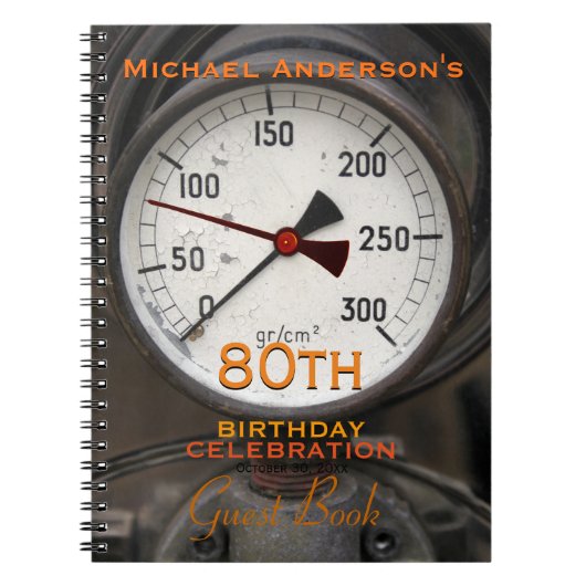 Manometer 80th Birthday Guest Book Notitieboek (Voorkant)