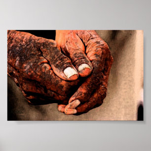 Manos envejecidas Original Indian Ink Atwork Impr. Poster