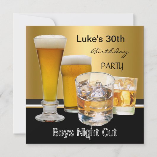 Mans 30e verjaardagsfeest Drinks Bier Jongens Nach Kaart (Voorkant)
