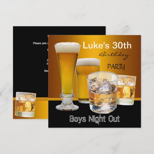 Mans 30ste verjaardagsfeest Drinks Bier Jongens Na Kaart (Voorkant / Achterkant)