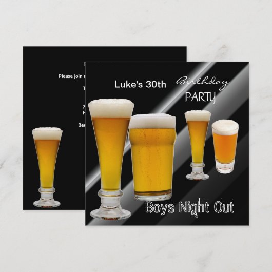 Mans 30th Birthday Party Beer Boys Night Kaart (Voorkant / Achterkant)