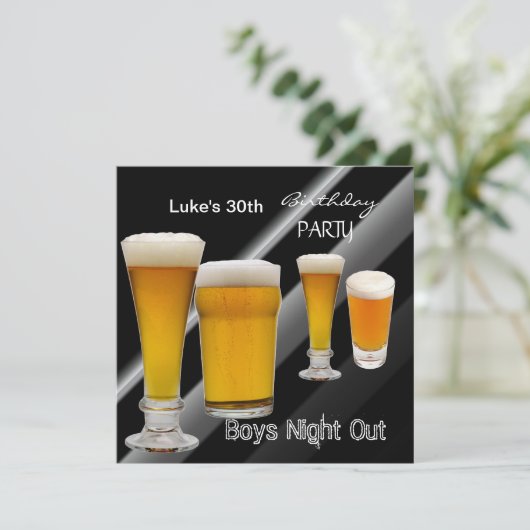 Mans 30th Birthday Party Beer Boys Night Kaart (Staand voorkant)