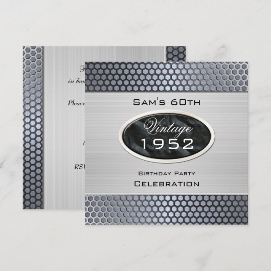 Mans  60e zilvermetaal-blikdag kaart (Voorkant / Achterkant)