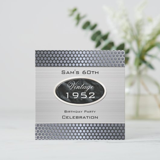 Mans 60e zilvermetaal-blikdag kaart (Staand voorkant)