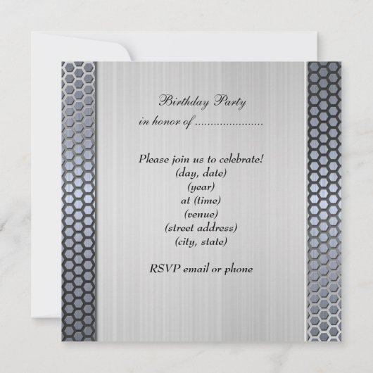 Mans 60e zilvermetaal-blikdag kaart (Achterkant)