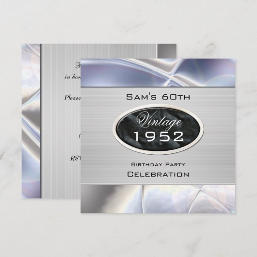 Mans  60e zilvermetaal Zwarte Dag Kaart (Voorkant / Achterkant)