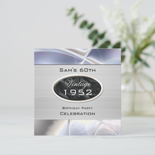 Mans  60e zilvermetaal Zwarte Dag Kaart (Staand voorkant)