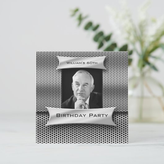 Mans  60e zilvermetaal Zwarte Dag Kaart (Staand voorkant)