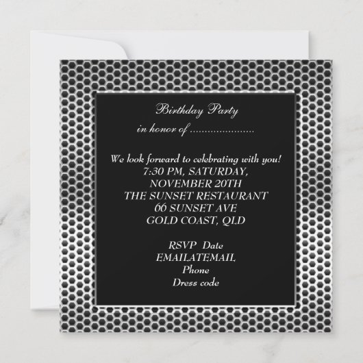 Mans 60e zilvermetaal Zwarte Dag Kaart (Achterkant)