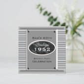 Mans  60e Zilverzwarte verjaardag Kaart (Staand voorkant)