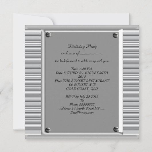 Mans  60e Zilverzwarte verjaardag Kaart (Achterkant)