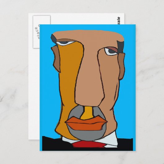 Mans Abstract Face Briefkaart (Voorkant / Achterkant)