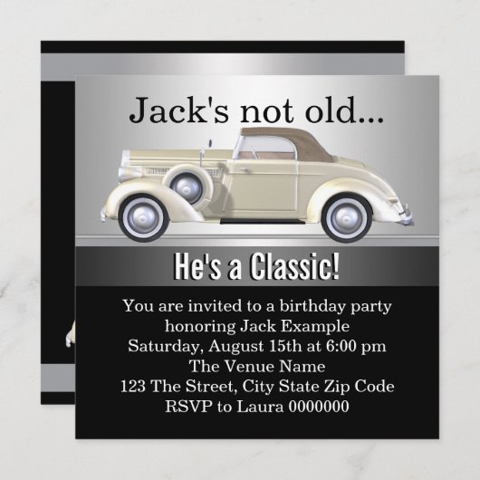 Mans Antiek auto verjaardagsfeestje Kaart (Voorkant / Achterkant)