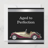 Mans Antiek auto verjaardagsfeestje Kaart (Achterkant)