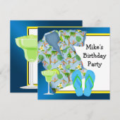 Mans BBQ Margarita Beach Verjaardagsfeestje Kaart (Voorkant / Achterkant)