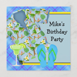 Mans BBQ Margarita Birthday Party Kaart