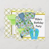 Mans BBQ Margarita Strand Verjaardagsfeestje Uitno Kaart (Voorkant / Achterkant)