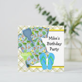 Mans BBQ Margarita Strand Verjaardagsfeestje Uitno Kaart (Staand voorkant)