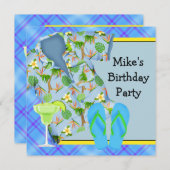 Mans BBQ Margarita Verjaardagsfeest Kaart (Voorkant / Achterkant)