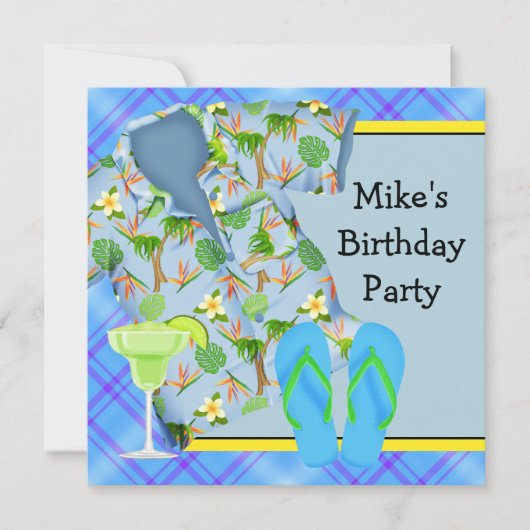 Mans BBQ Margarita Verjaardagsfeest Kaart (Voorkant)
