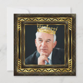 Mans Birthday Party Photo Crown Gold Art Deco Kaart (Achterkant)