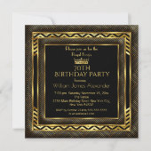Mans Birthday Party Photo Crown Gold Art Deco Kaart (Voorkant)