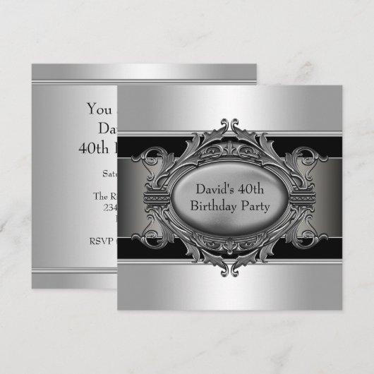 Mans Black 40ste verjaardagsfeestje Kaart (Voorkant / Achterkant)