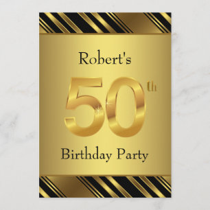 Mans Black en Gold 50th Birthday Party Kaart