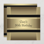 Mans Black Gold 50th Birthday Party Kaart (Voorkant / Achterkant)