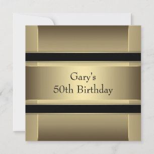 Mans Black Gold 50th Birthday Party Kaart