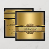 Mans Black Gold Birthday Party Kaart (Voorkant / Achterkant)