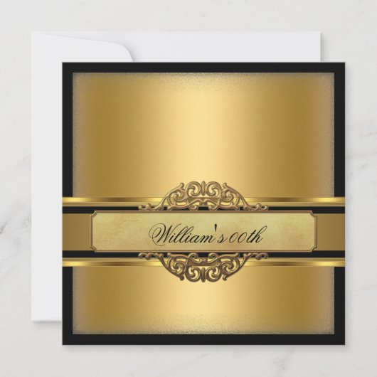 Mans Black Gold Birthday Party Kaart (Voorkant)