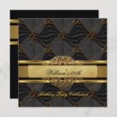 Mans Black Gold Birthday Party Mannen Kaart (Voorkant / Achterkant)