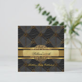 Mans Black Gold Birthday Party Mannen Kaart (Staand voorkant)