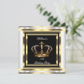 Mans Black Silver White Gold Birthday Prince Kaart (Staand voorkant)