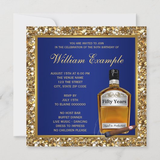 Mans blauw goud verouderd tot in de perfectie verj kaart (Achterkant)