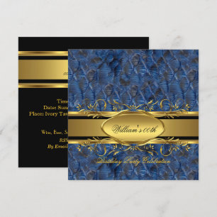 Mans Blauw Zwart Goud Verjaardagsfeest Heren 2 Kaart