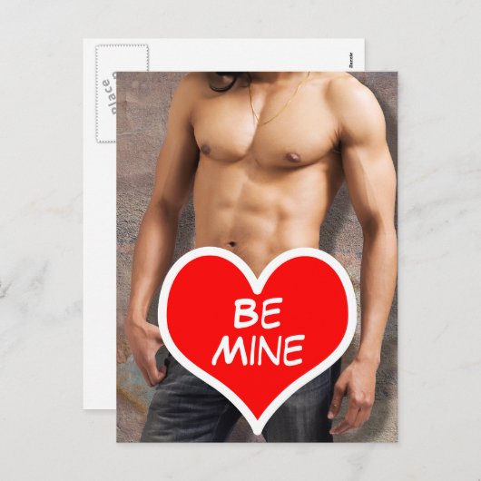 Man's blote borst zijn mijn Valentijn Feestdagenkaart (Voorkant / Achterkant)