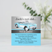 Mans Blue Antiek auto verjaardagsfeestje Kaart (Staand voorkant)