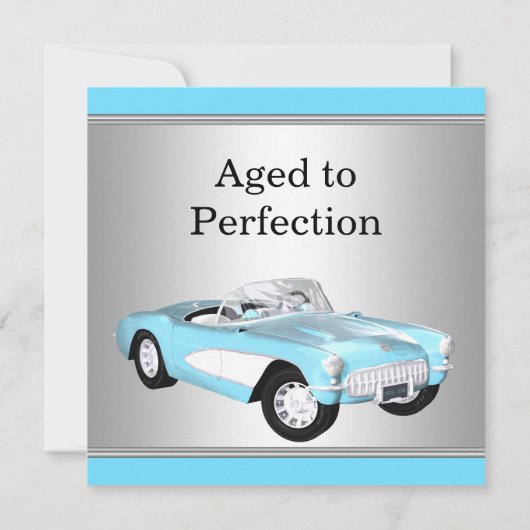 Mans Blue Antiek auto verjaardagsfeestje Kaart (Achterkant)