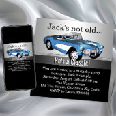 Mans Blue Antiek auto verjaardagsfeestje Kaart