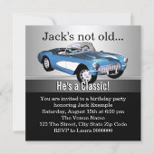 Mans Blue Antiek auto verjaardagsfeestje Kaart (Voorkant)